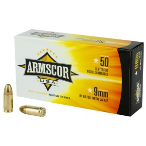 Armscor 9mm 115 Grain FMJ (50 Round Box)