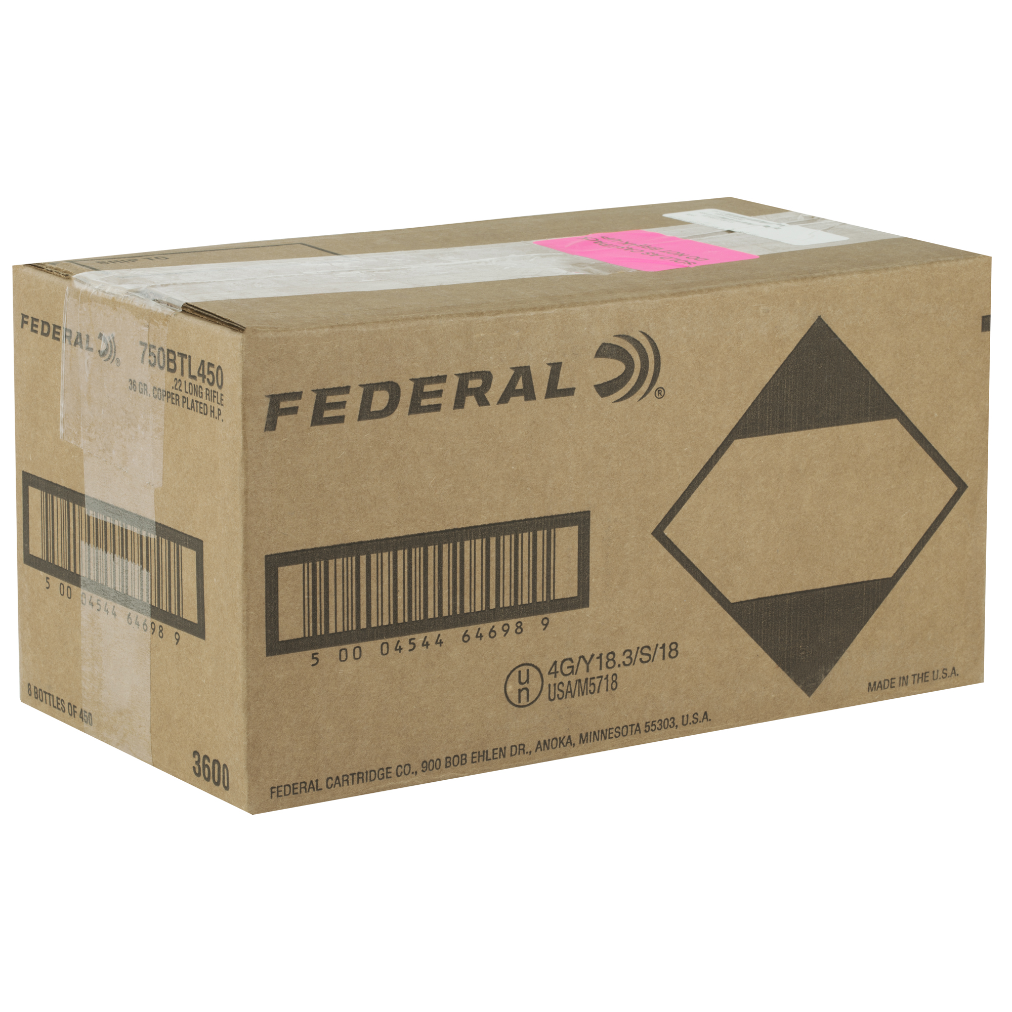 FED .22 LR 36 GRAIN JHP